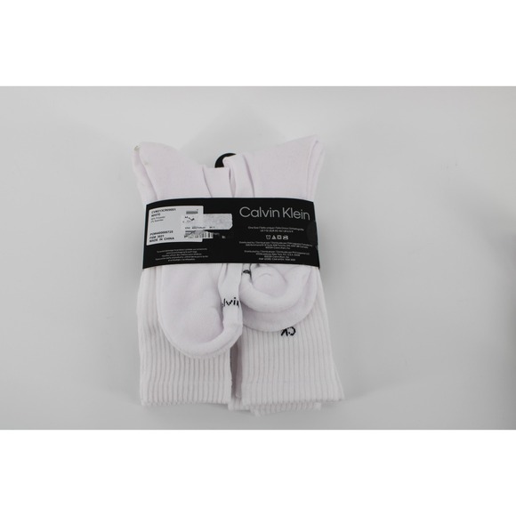 Calvin Klein Men's Size 7-12 Cushion Crew Socks 5 Pairs White Black Logo New - Picture 5 of 5